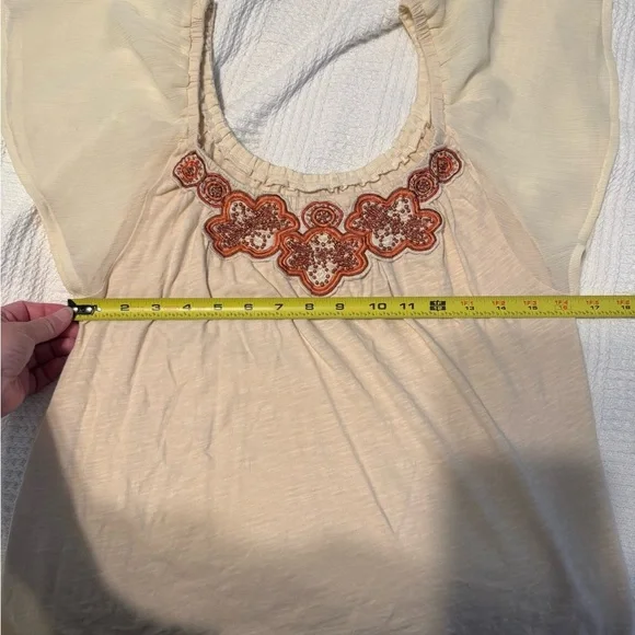 Deletta (Anthropologie) Cream Blouse with Red Embroidery - Picture 6 of 9